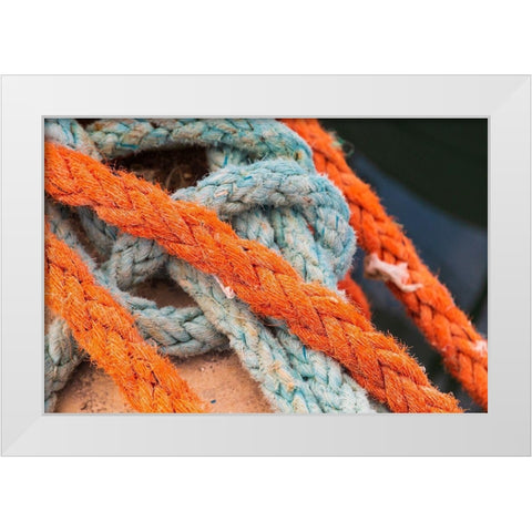 Agrigento Province-Sciacca Ropes on a fishing boat in the harbor of Sciacca White Modern Wood Framed Art Print by Wilson, Emily