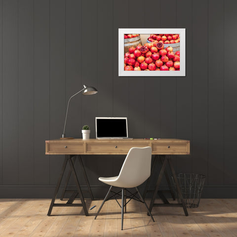 Trapani Province-Trapani Pomegranates for sale at the market in Trapani White Modern Wood Framed Art Print by Wilson, Emily
