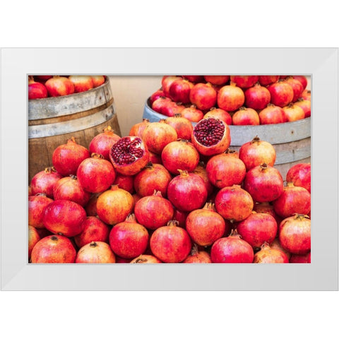 Trapani Province-Trapani Pomegranates for sale at the market in Trapani White Modern Wood Framed Art Print by Wilson, Emily