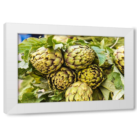 Trapani Province-Trapani Artichokes for sale at the market in Trapani White Modern Wood Framed Art Print by Wilson, Emily