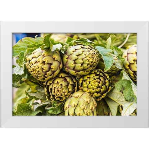 Trapani Province-Trapani Artichokes for sale at the market in Trapani White Modern Wood Framed Art Print by Wilson, Emily