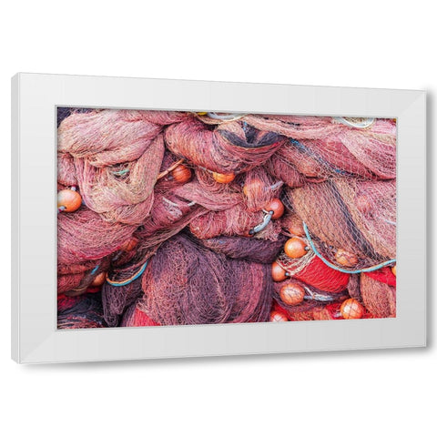 Trapani Province-Trapani Fishing nets and buoys on the docks of the harbor in Trapani White Modern Wood Framed Art Print by Wilson, Emily