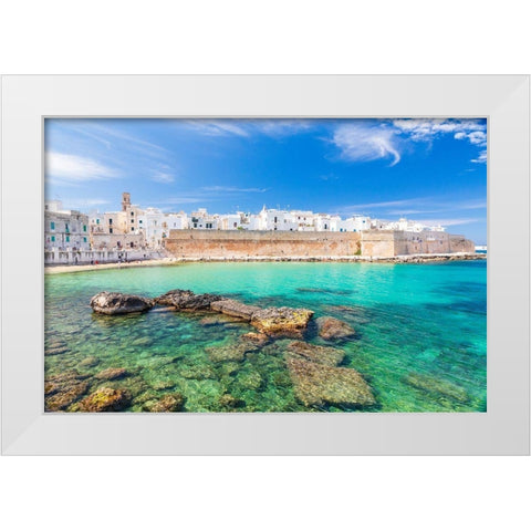 Italy-Apulia-Metropolitan City of Bari-Monopoli Porta Vecchia (Old Port) White Modern Wood Framed Art Print by Wilson, Emily