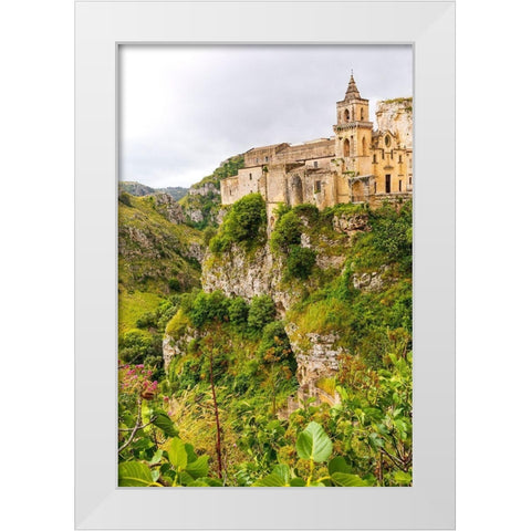 Italy-Basilicata-Province of Matera-Matera Ravine of Torrente Gravina White Modern Wood Framed Art Print by Wilson, Emily