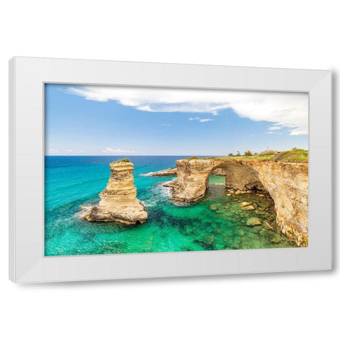 Italy-Apulia-Province of Lecce-Melendugno The Faraglioni of Torre SantAndrea White Modern Wood Framed Art Print by Wilson, Emily