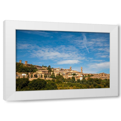 Italy-Tuscany-Montalcino The hill town of Montalcino as seen from below White Modern Wood Framed Art Print by Eggers, Julie