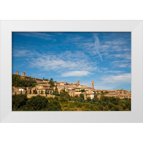 Italy-Tuscany-Montalcino The hill town of Montalcino as seen from below White Modern Wood Framed Art Print by Eggers, Julie