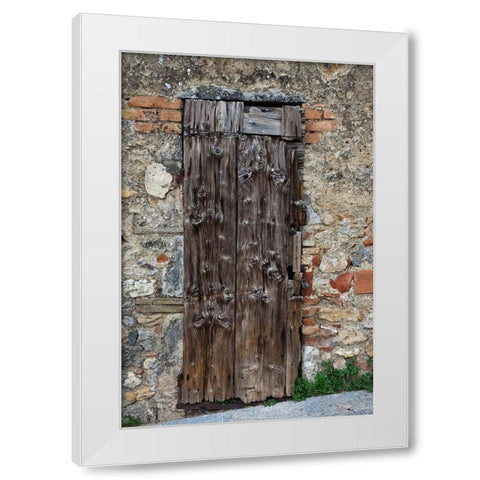 Italy-Tuscany-Monteriggioni Old doorway in the walled town of Monteriggioni White Modern Wood Framed Art Print by Eggers, Julie