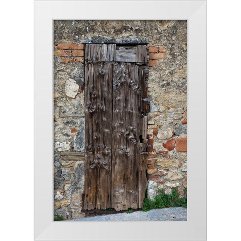 Italy-Tuscany-Monteriggioni Old doorway in the walled town of Monteriggioni White Modern Wood Framed Art Print by Eggers, Julie