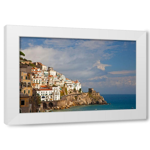 Italy-Amalfi The beautiful view of the coastal town of Amalfi on the Gulf of Salerno White Modern Wood Framed Art Print by Eggers, Julie