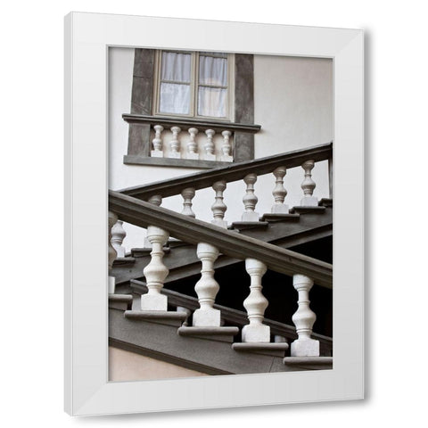 Italy-Tuscany-Lucca Stairs in the Pfanner Palace and gardens White Modern Wood Framed Art Print by Eggers, Julie