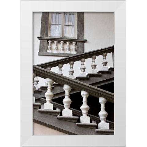 Italy-Tuscany-Lucca Stairs in the Pfanner Palace and gardens White Modern Wood Framed Art Print by Eggers, Julie