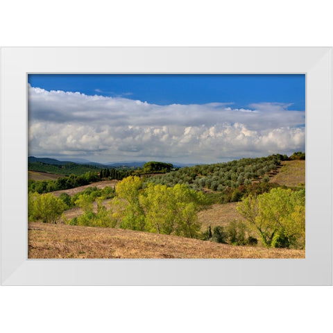 Italy-Tuscany Tuscan landscape White Modern Wood Framed Art Print by Eggers, Julie