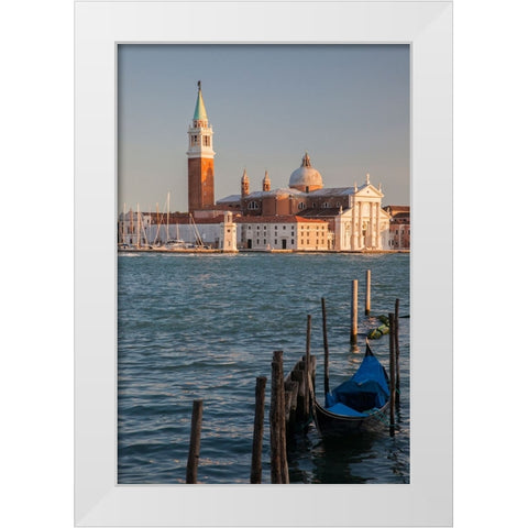 Italy-Venice View of gondolas in front of Piazza San Marco (St Marks Square) White Modern Wood Framed Art Print by Eggers, Julie