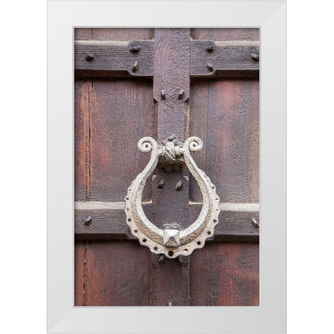 Italy-Venice Door knocker on an old door along the streets of Venice White Modern Wood Framed Art Print by Eggers, Julie