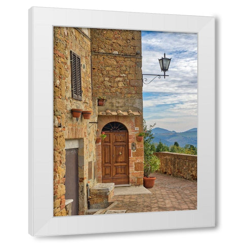 Italy-Tuscany-Pienza Entrance to a home White Modern Wood Framed Art Print by Eggers, Julie