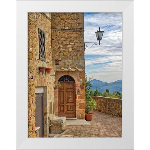 Italy-Tuscany-Pienza Entrance to a home White Modern Wood Framed Art Print by Eggers, Julie