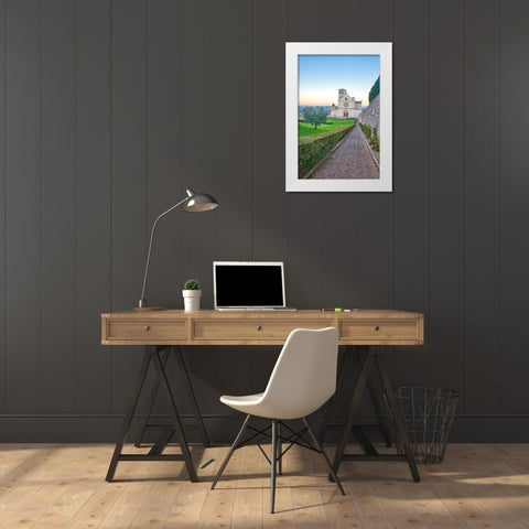 Italy- Umbria- Assisi. Walkway leading to the Basilica of San Francesco. White Modern Wood Framed Art Print by Eggers, Julie