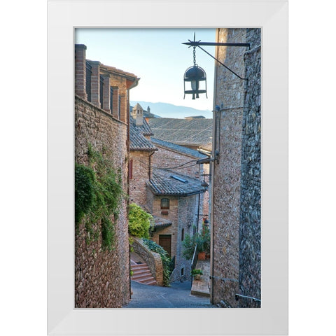 Italy- Umbria. Homes along the streets of Assisi. White Modern Wood Framed Art Print by Eggers, Julie
