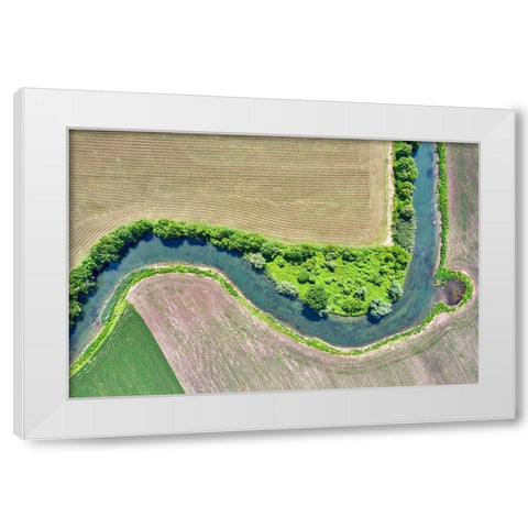 Italy-Mantua-river Mincio Natural Park-fields and Mincio river White Modern Wood Framed Art Print by Molinari, Michele