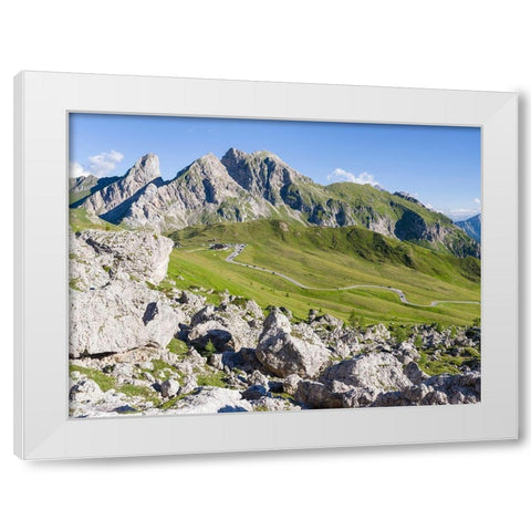 Dolomites at Passo Giau View towards Monte Cernera and Monte Mondeval  White Modern Wood Framed Art Print by Zwick, Martin