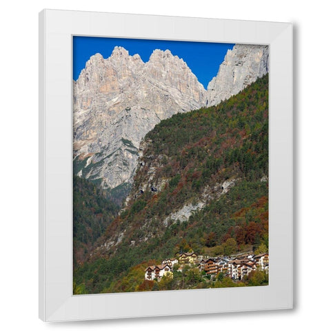 Molveno at lake Lago di Molveno in the Dolomiti di Brenta Italy-Trentino White Modern Wood Framed Art Print by Zwick, Martin