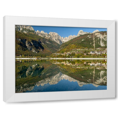 Molveno at lake Lago di Molveno in the Dolomiti di Brenta  Italy-Trentino White Modern Wood Framed Art Print by Zwick, Martin
