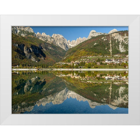 Molveno at lake Lago di Molveno in the Dolomiti di Brenta  Italy-Trentino White Modern Wood Framed Art Print by Zwick, Martin