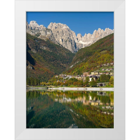 Molveno at lake Lago di Molveno in the Dolomiti di Brenta  Italy-Trentino White Modern Wood Framed Art Print by Zwick, Martin