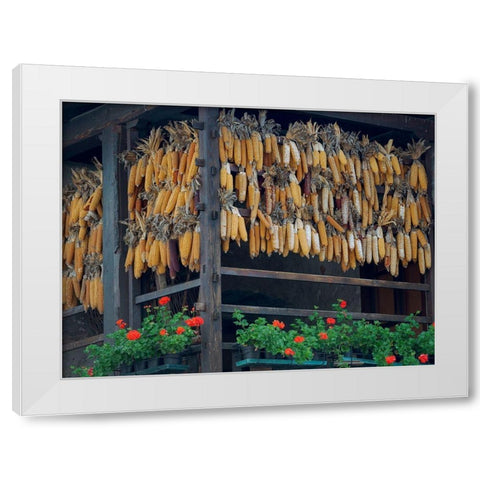 Molveno at lake Lago di Molveno in the Dolomiti di Brenta Dolomites White Modern Wood Framed Art Print by Zwick, Martin