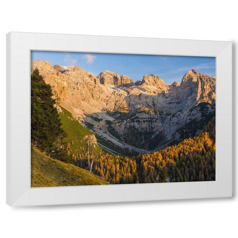 Peaks of Dolomiti di Brenta high above Val dAgola Dolomiti di Brenta  Italy-Trentino White Modern Wood Framed Art Print by Zwick, Martin
