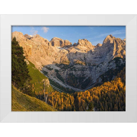 Peaks of Dolomiti di Brenta high above Val dAgola Dolomiti di Brenta  Italy-Trentino White Modern Wood Framed Art Print by Zwick, Martin