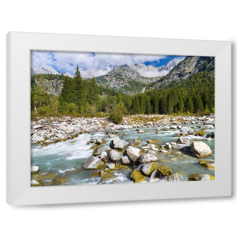 River Sarca-Val di Genova in the Parco Naturale Adamello-Brenta-Trentino-Italy-Val Rendena White Modern Wood Framed Art Print by Zwick, Martin