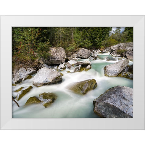 River Sarca-Val di Genova in the Parco Naturale Adamello-Brenta-Trentino-Italy-Val Rendena White Modern Wood Framed Art Print by Zwick, Martin