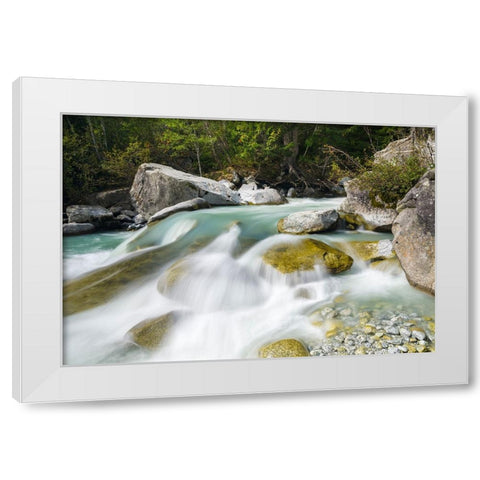 River Sarca-Val di Genova in the Parco Naturale Adamello-Brenta-Trentino-Italy-Val Rendena White Modern Wood Framed Art Print by Zwick, Martin
