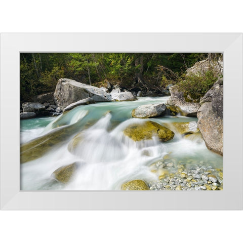 River Sarca-Val di Genova in the Parco Naturale Adamello-Brenta-Trentino-Italy-Val Rendena White Modern Wood Framed Art Print by Zwick, Martin