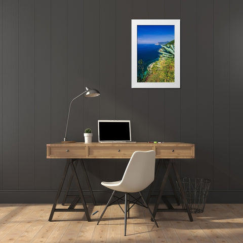 The Ligurian Sea from the Sentiero Azzurro (Blue Trail) near Vernazza-Cinque Terre-Liguria-Italy White Modern Wood Framed Art Print by Bishop, Russ