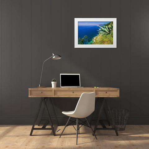 The Ligurian Sea from the Sentiero Azzurro (Blue Trail) near Vernazza-Cinque Terre-Liguria-Italy White Modern Wood Framed Art Print by Bishop, Russ