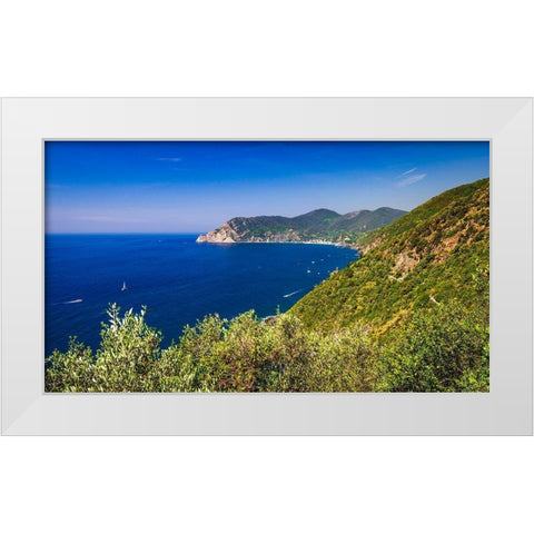 The Ligurian Sea from the Sentiero Azzurro (Blue Trail) near Vernazza-Cinque Terre-Liguria-Italy White Modern Wood Framed Art Print by Bishop, Russ