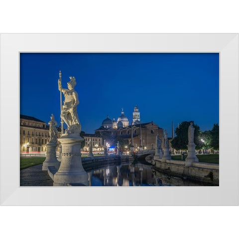 Italy-Padua-Prato della Valle-This square is the largest in Italy and features an elliptical canal White Modern Wood Framed Art Print by Tilley, Rob