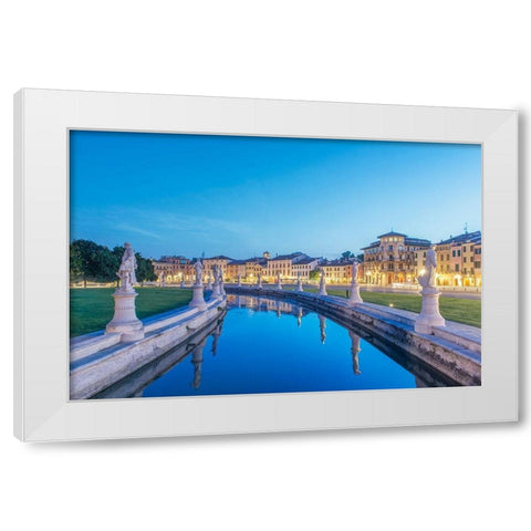 Italy-Padua-Prato della Valle-This square is the largest in Italy and features an elliptical canal White Modern Wood Framed Art Print by Tilley, Rob