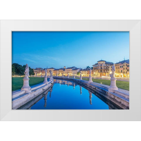 Italy-Padua-Prato della Valle-This square is the largest in Italy and features an elliptical canal White Modern Wood Framed Art Print by Tilley, Rob