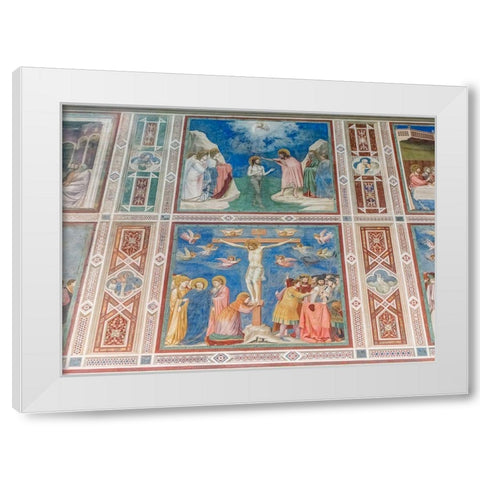 Italy-Padua-Scrovegni Chapel with frescoes painted by Giotto in the 14th century White Modern Wood Framed Art Print by Tilley, Rob
