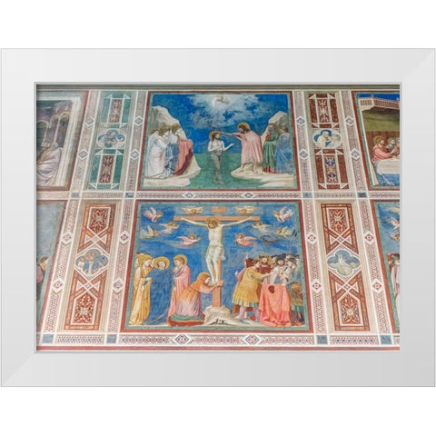 Italy-Padua-Scrovegni Chapel with frescoes painted by Giotto in the 14th century White Modern Wood Framed Art Print by Tilley, Rob
