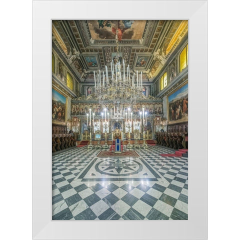 Italy-Trieste-Greek Orthodox Church Interior White Modern Wood Framed Art Print by Tilley, Rob