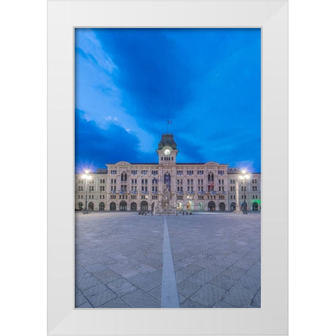 Italy-Trieste-Piazza Unita dItalia at dawn White Modern Wood Framed Art Print by Tilley, Rob
