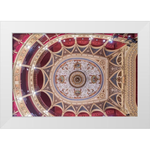 Italy-Trieste-Teatro Verdi Ceiling White Modern Wood Framed Art Print by Tilley, Rob