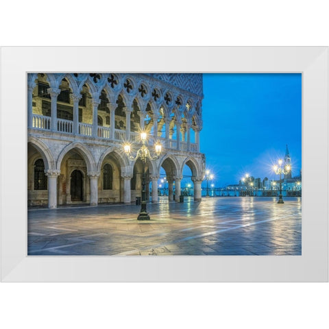 Italy-Venice Doges Palace at dawn White Modern Wood Framed Art Print by Tilley, Rob