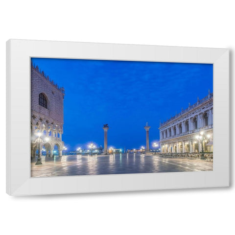 Italy-Venice San Marco Piazza at dawn White Modern Wood Framed Art Print by Tilley, Rob