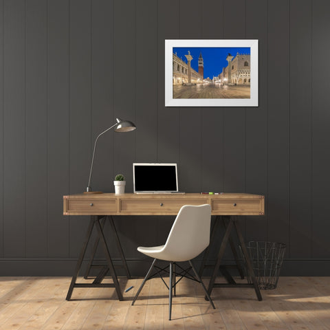 Italy-Venice San Marco Piazza at dawn White Modern Wood Framed Art Print by Tilley, Rob